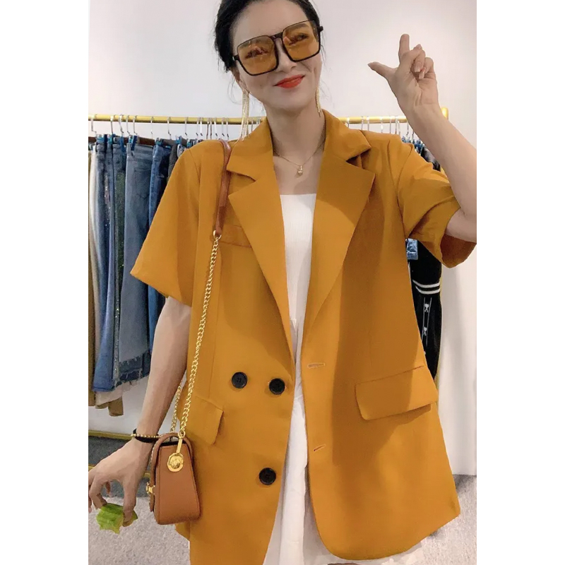短袖西装外套女设计感小