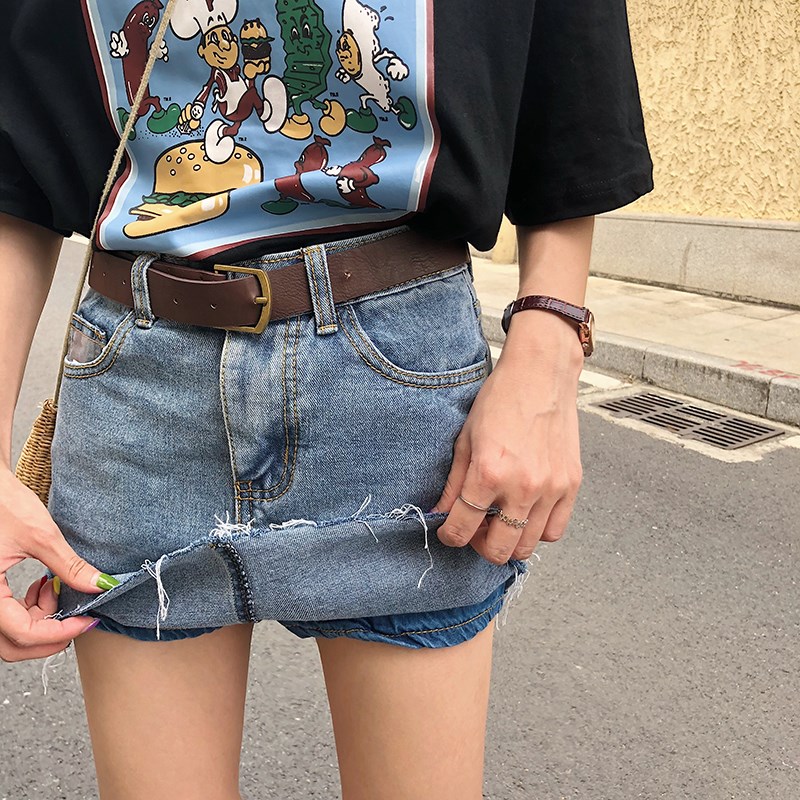高腰牛仔裙半身裙女夏韩版新款复古简约修身学生防走光裙裤短裙潮|ruв категории Женская одежда, юбка - от Buy2taobao.com для оказания профессиональной услуги покупки агента Taobao