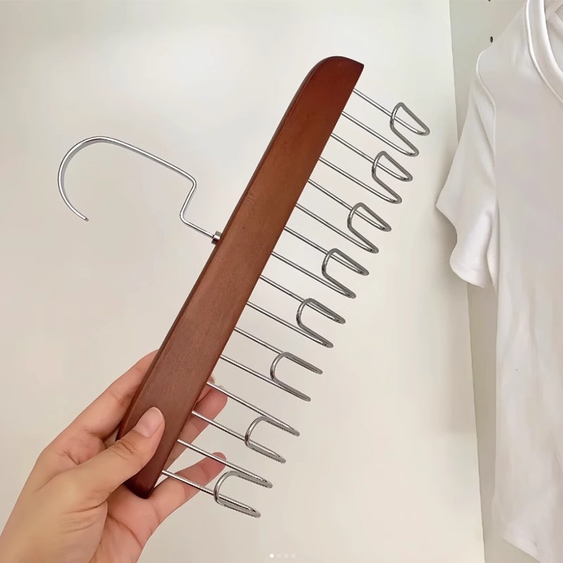 木质吊带衣架多功能内衣背心收纳神器家用宿舍实木挂钩波浪晾衣架