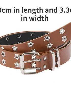 Women y2k Star Eye Rivet Belt Double Row Hole Belt Punk Wais