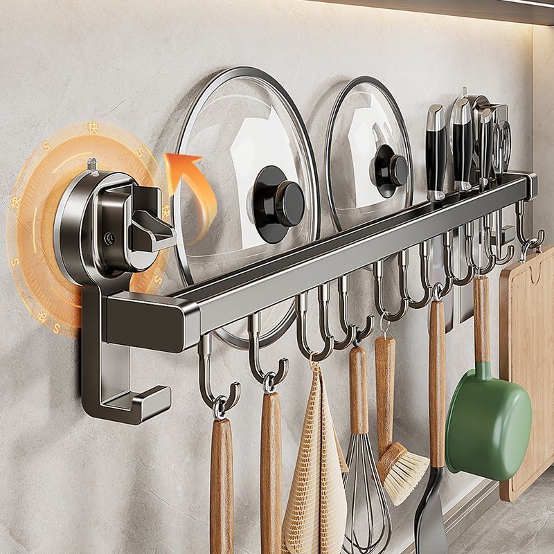 厨房吸盘置物架挂钩挂杆打孔锅铲刀架收纳壁挂式勺子挂架厨房挂件