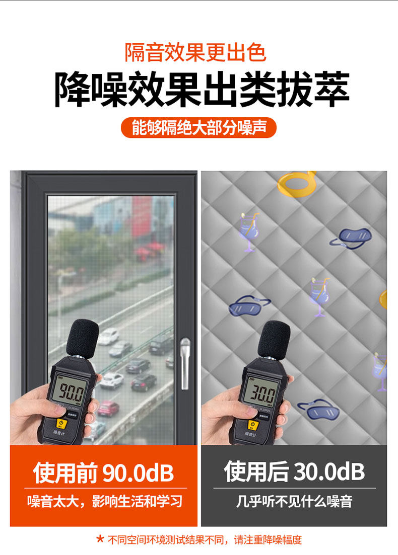 窗户玻璃膜隔音棉马路消音神器临街超强窗帘吸音棉睡觉专用窗户贴