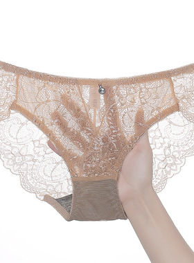 Sexy lace panty girl女士蕾丝纯棉裆镂空透气网网纱中腰三角裤女