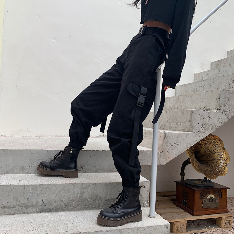 Y ig oets Cargo ants Women Elast igh Waist Loose Streetwear