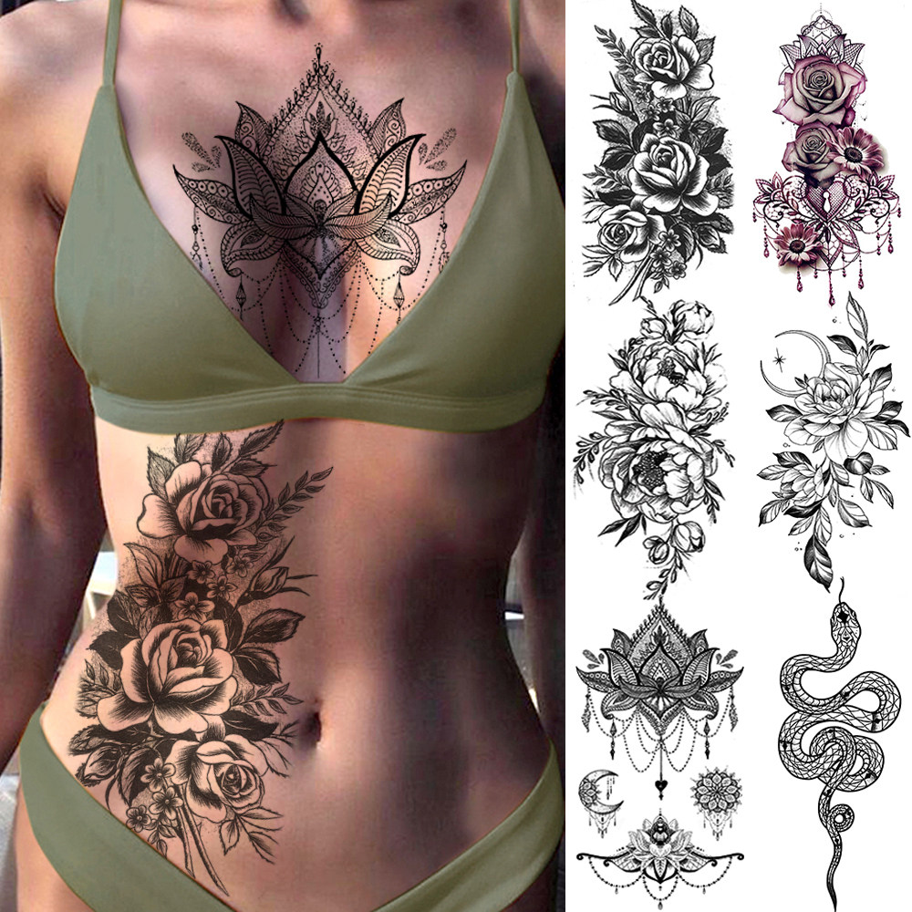 purple rose jewelry water transfer tattoo stickers women