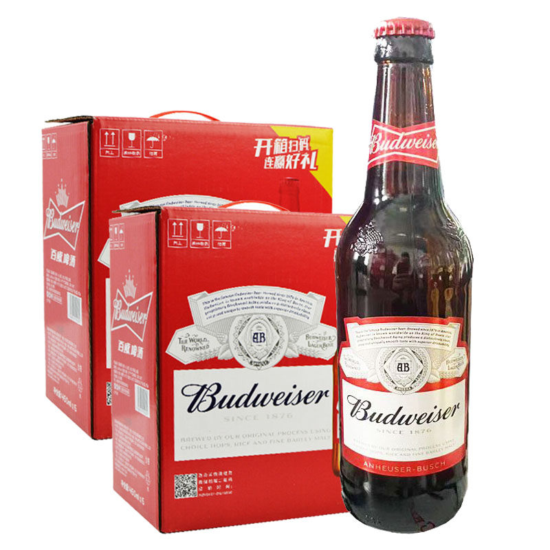 百威啤酒460ml*6瓶整箱装玻璃瓶大瓶装美式拉格啤酒全国包邮