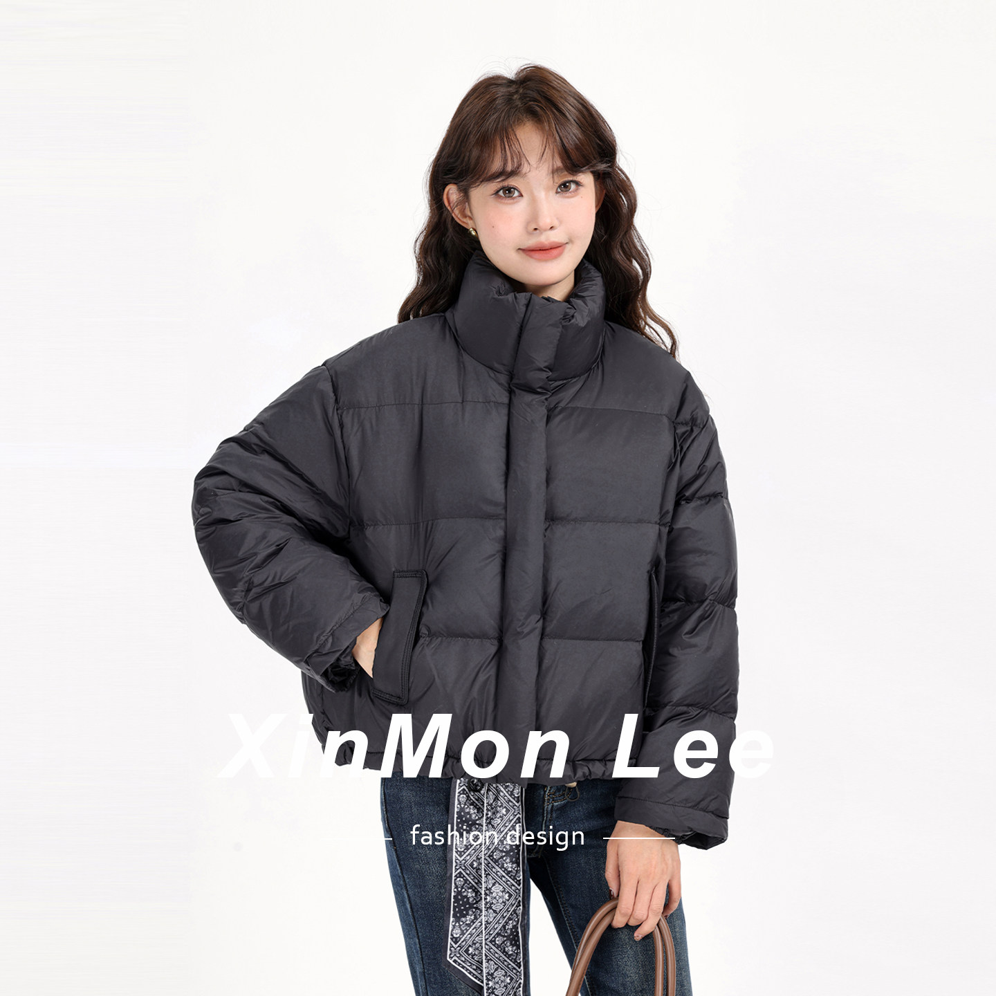 立领羽绒服韩版美式复古黑色短款加厚保暖轻薄冬季面包服百搭2025