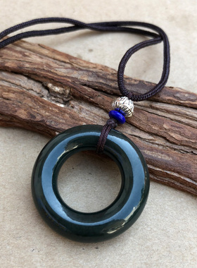 天然新疆和田玉圆环平安扣吊坠玉石男女同心圆玉扣玉佩件送证书