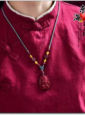高含量朱砂绿度母吊坠本命年紫金砂男女挂件情侣礼物饰品毛衣链