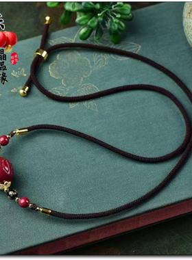 天然原矿高含量朱砂紫金砂六字真言吊坠男女款项链锁骨链转运珠