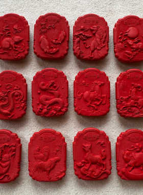 原矿级朱砂生肖鼠牛虎兔龙蛇马羊猴鸡狗猪吊坠双面属相守护本命佛