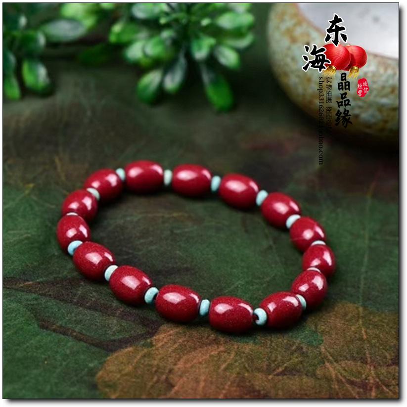 高含量原石晶体紫金砂朱砂桶珠手链男女款本命年手串本命年礼物