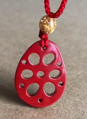 原矿帝王红朱砂莲藕片挂件男女个性佳偶天成情侣互送吊坠剑财情丝