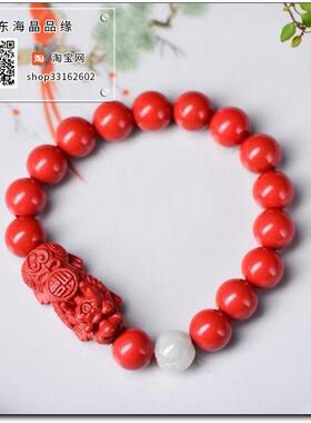 原矿高含量朱砂红砂水飞砂10毫米貔貅手链单圈手串女护身符饰品