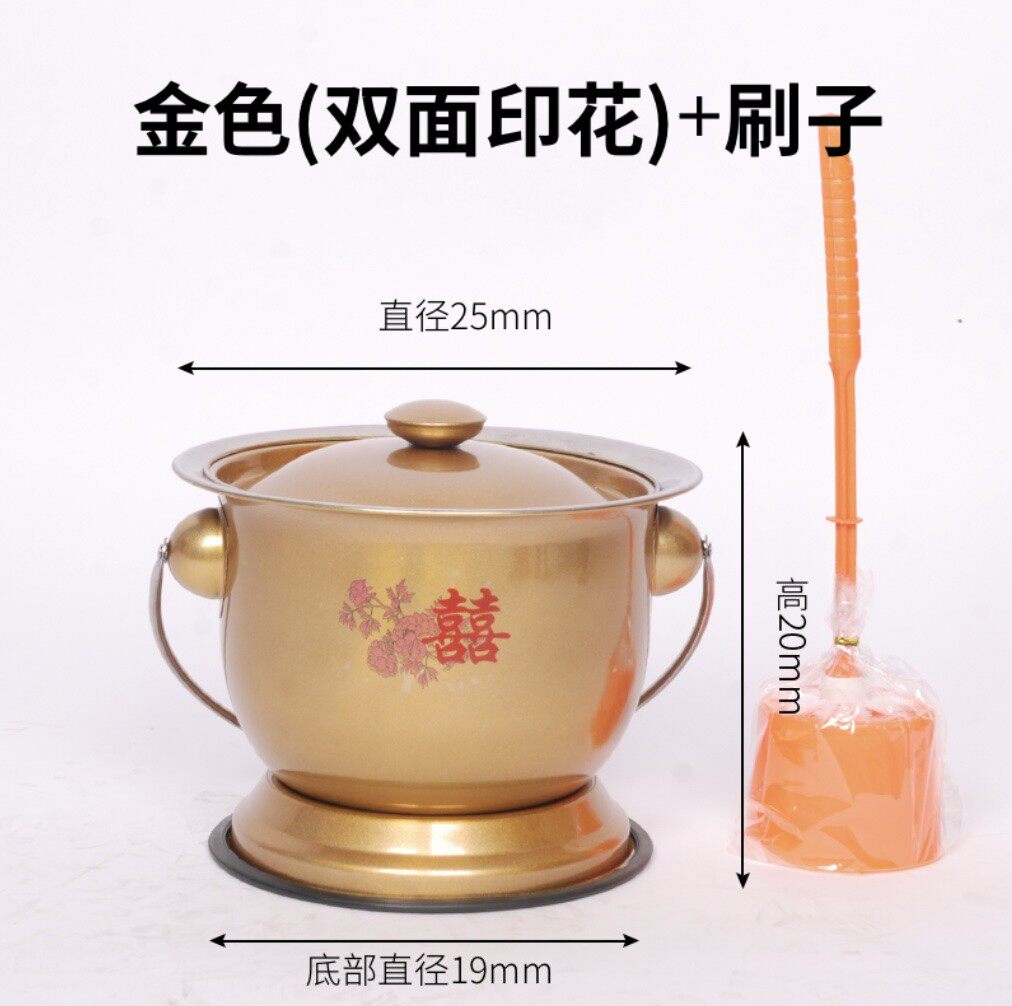 老式痰盂坐便器女尿桶孕妇尿盆搪瓷家用老年人卧室带盖夜用加厚