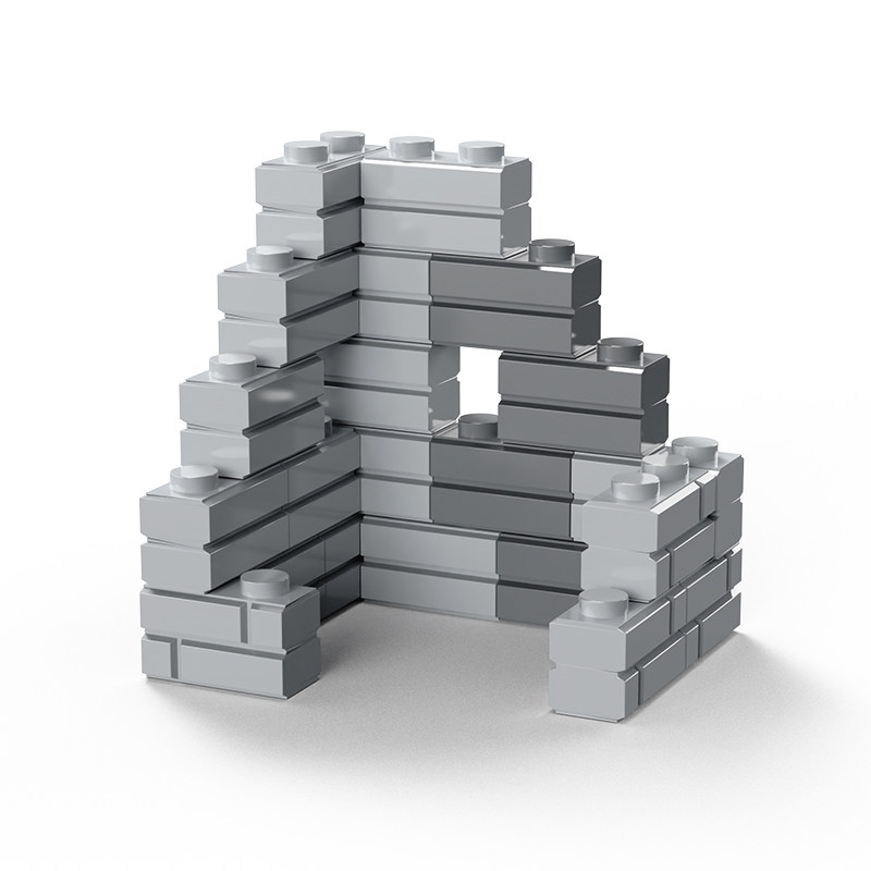 中国积木二战废墟场景堡垒生化基地碉堡建筑废土砖块军事阵地墙砖