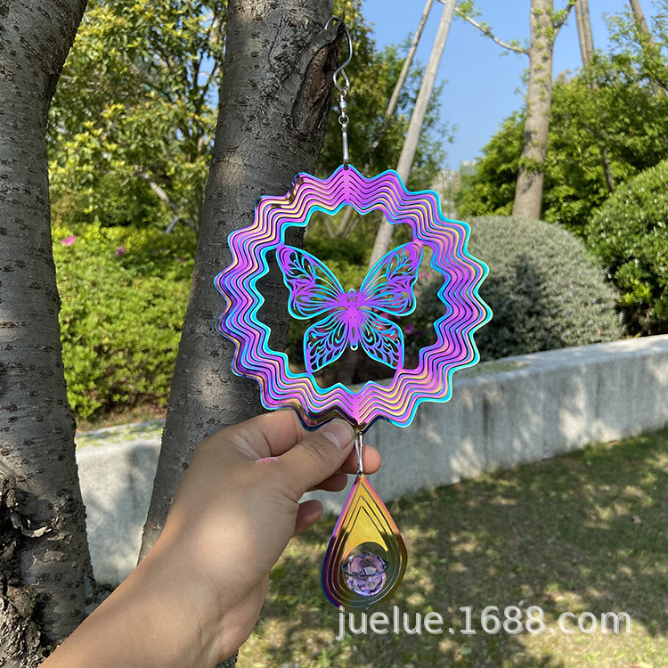 15厘米风旋转器Wind Spinner 户外不锈钢彩色蜂鸟风转 3D风铃