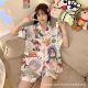 韩版 2024夏季 短裤 睡衣女短袖 宽松可外穿两件套家居服 新款