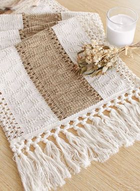 Table Runner for Summer Home Decor with Tassels 72 Inches Lo
