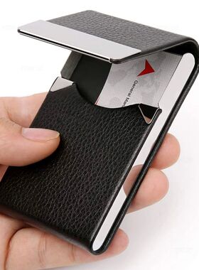 Business Card Holder Case - Slim PU Leather Metal Pocket Car