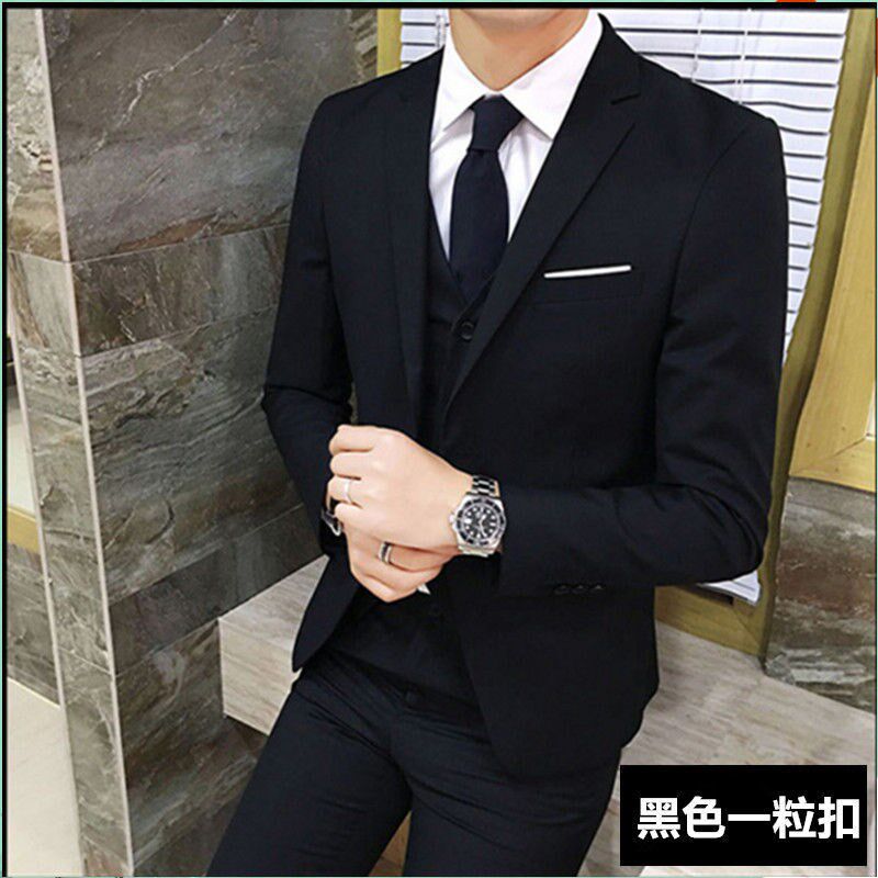 西服套装男士春秋季韩版修身新郎结婚礼服伴郎搭配西装男职业正装