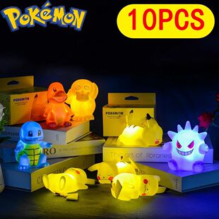 10PCS Set Pokemon Night Light Glowing Pikachu Gengar Chariza