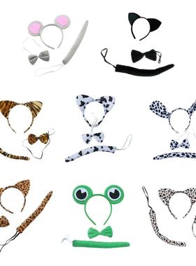 Ears Headband Bowtie Tail Cat Mouse Dog Cow Leopard Tigeres