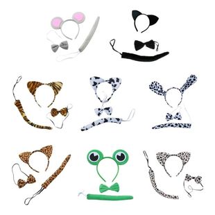 Ears Headband Bowtie Tail Cat Mouse Dog Cow Leopard Tigeres