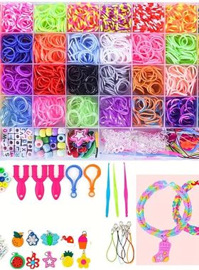 2800pcs+ 32 Colors 40 Grid Box loom Bands Charms hook Colorf