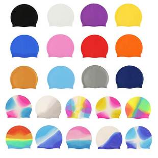 men women Silicone Swimming cap 新款单色硅胶泳帽黑蓝白银粉