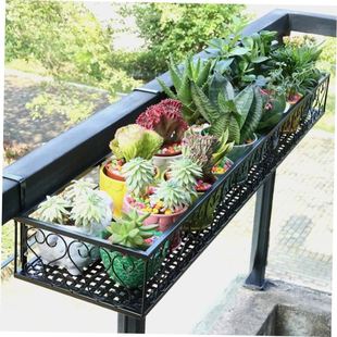 Balcony railing flower rack hanging iron plant shelf frame