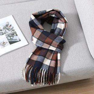 Scarf for Warm Winter Pashmina Color Cashmere Plaid 2023 Men