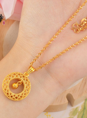 越南沙金圆球鸟巢吊坠珠项链锁骨链轻奢高级感饰品女不掉色金店款