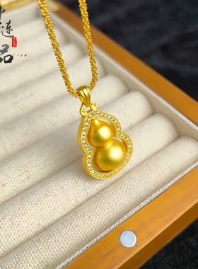 金店同款越南古法沙金可转动镶钻葫芦吊坠不掉色葫芦挂件百搭小众