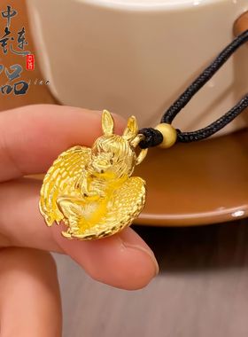 金店同款古法越南沙金可爱天使吊坠女气质小众时尚天使项链不掉色