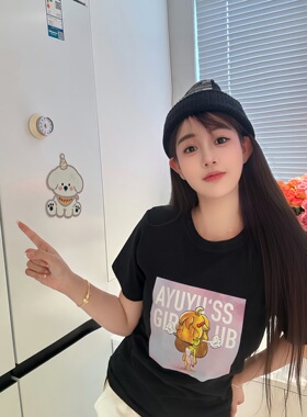 【T】AYUYU  #497黑色纯棉T恤