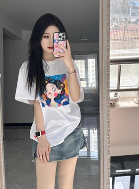 十三白鳍女子-富婆白色纯棉春夏男女短袖T恤