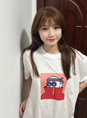 IDMAN#247纯棉白色落肩直喷T恤