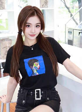 皇冠小丑｜THE FACE #0196黑色纯棉T恤