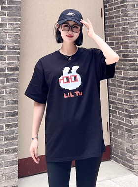 LiL Tu黑色纯棉T恤(白板)