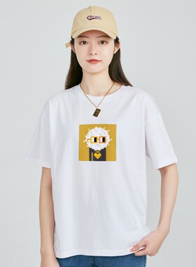 NOUNS#1546纯棉白色落肩直喷T恤