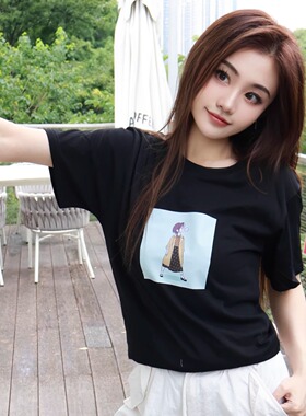 十三白头像#021黑色纯棉T恤