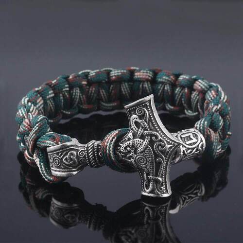 Ancient Norse Viking Men Bracelets Thor Mjolnir Hammer Parac