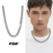 刻字定制FDK古巴链项链男款 潮流钛钢锁骨链嘻哈男生情人节送礼