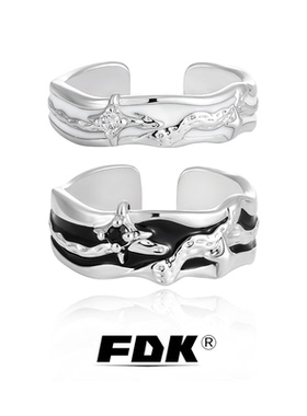 暗黑系星芒滴胶戒指女小众高级感潮流冷淡风个性食指戒可调节指环