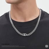 FDK猪鼻子项链男王嘉尔同款 字母双D男士 毛衣链潮流古巴链刻字送礼