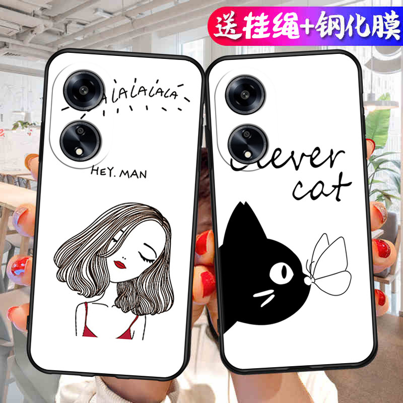 适用OPPOA1手机壳新款男女OPPO A1 5G可爱卡通A15G镜头全包防摔保护套PHS110软硅胶高颜值简约