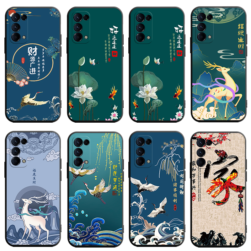 OPPOReno5Pro手机壳女PDSM00网红硅胶保护壳OPPO中国风简约彩绘PDST00防摔外壳PDSMOO卡通小众情侣新款PDSTOO