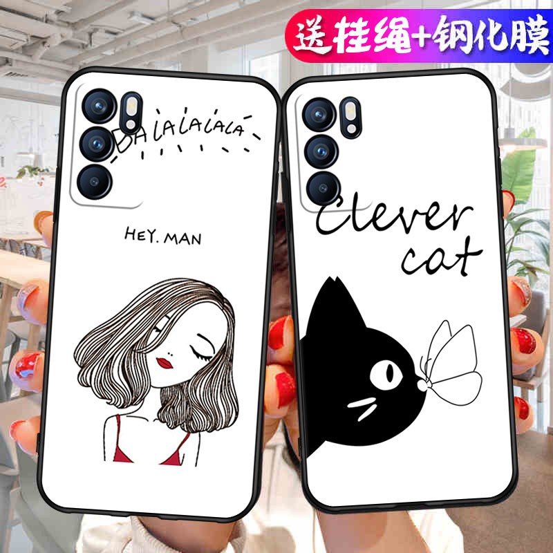 oppoReno6手机壳PEQM00套oppo新款Reno65g外壳opopreno硅胶oppopeqmoo全包oρpo防摔op男女0pp0ren06送钢化膜