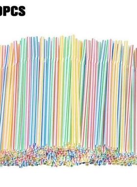 100pcs/Set Black Cocktail Straws Black Plastic Straw For Bir